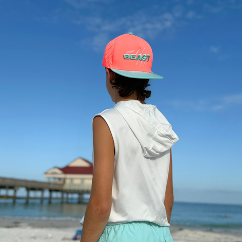 Silent Beast WATER RESISTANT Snapback- Neon Coral/Teal