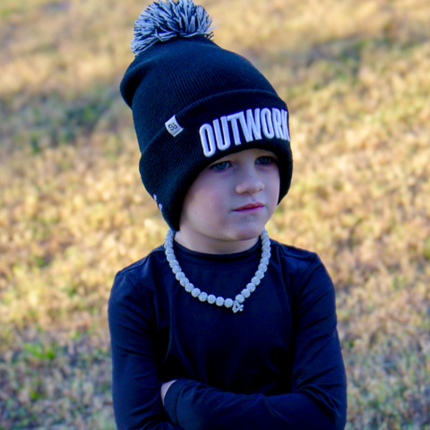 Outwork Pom Beanie: Black