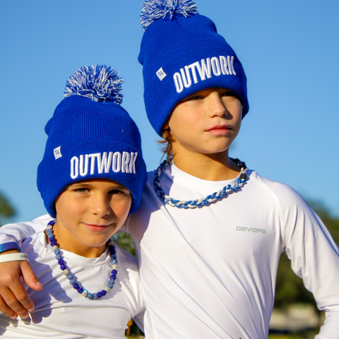 Outwork Pom Beanie: Blue