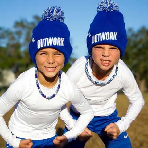 Outwork Pom Beanie: Blue