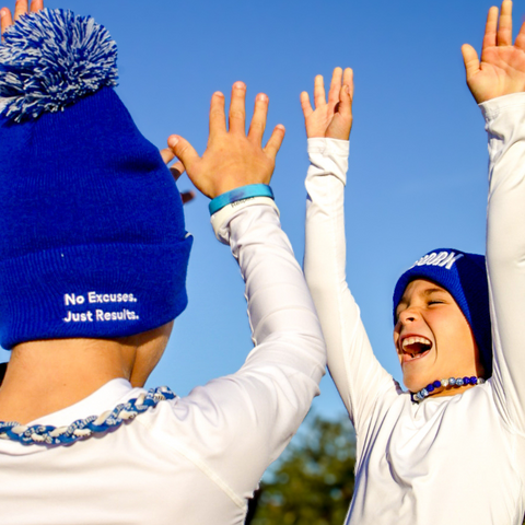 Outwork Pom Beanie: Blue