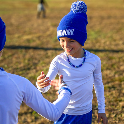 Outwork Pom Beanie: Blue