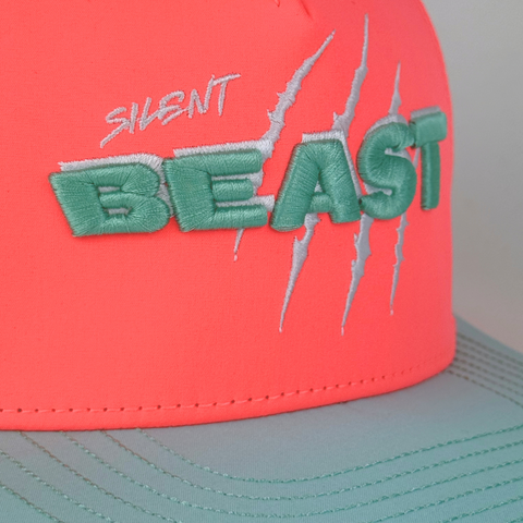 Silent Beast WATER RESISTANT Snapback- Neon Coral/Teal