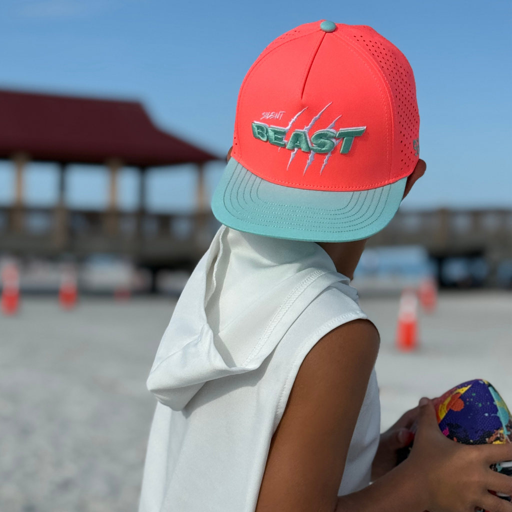 Silent Beast WATER RESISTANT Snapback- Neon Coral/Teal