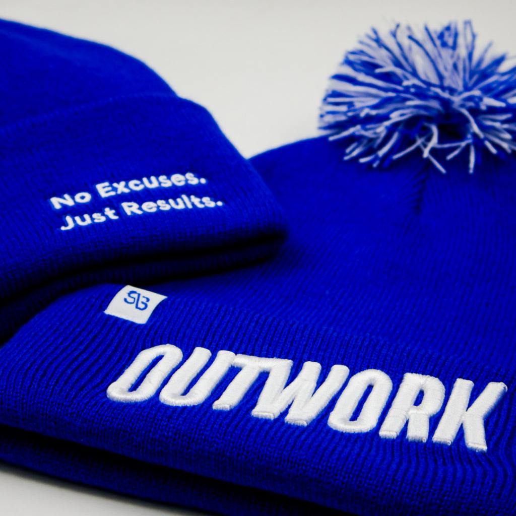 Outwork Pom Beanie: Blue