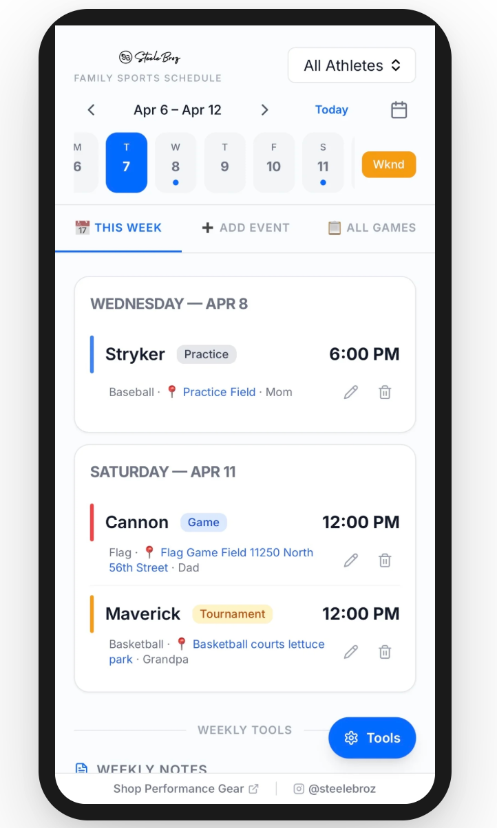Family Sports Scheduler by SteeleBroz