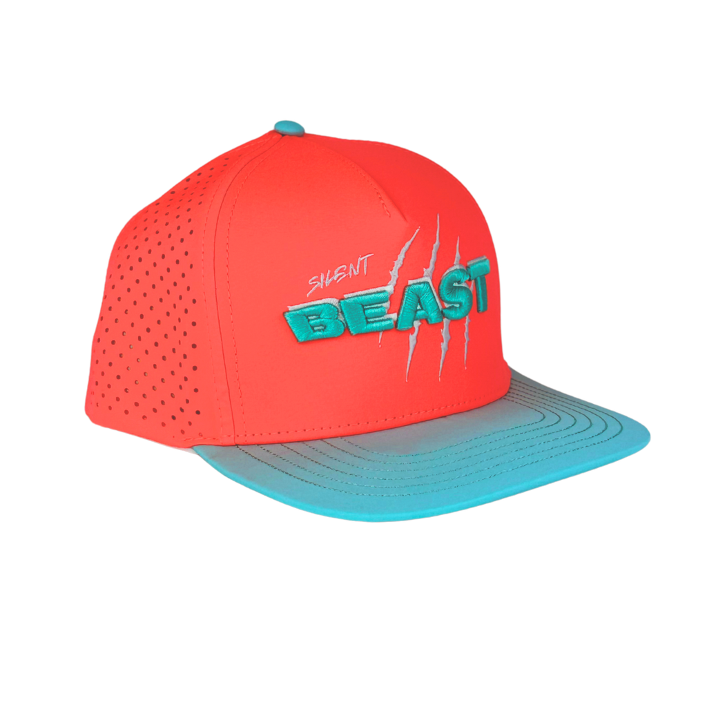 Silent Beast WATER RESISTANT Snapback- Neon Coral/Teal